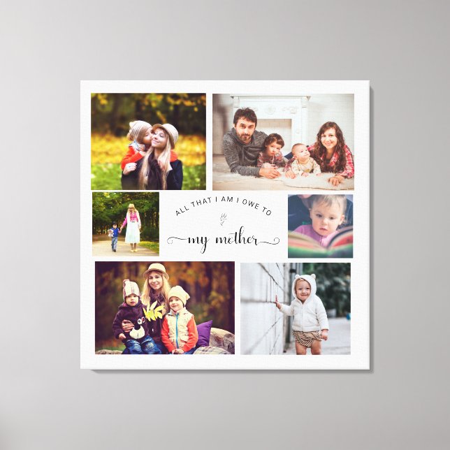 Lägg till en egen foto Collage Mor Best Mamma-offe Canvastryck (Framsida)
