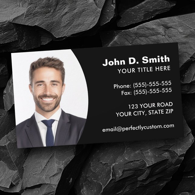 Lägg till en egen fotomodern professionell svart visitkort (Add your own photo modern professional black business card)