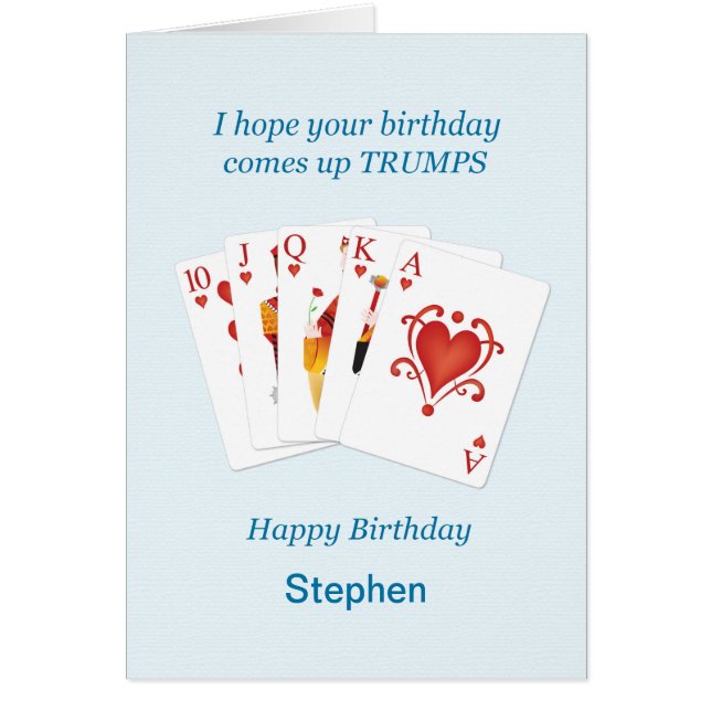 Lägg till en Namn-födelsedag, Hearts Fullt House Hälsningskort (Framsidan)