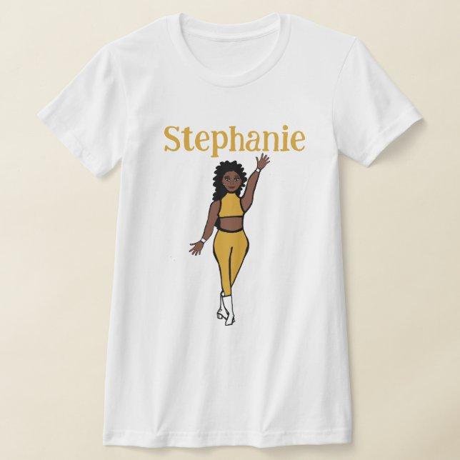 Lägg till en Namn-Gult-dansare T-Shirt (Laydown)