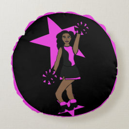 Lägg till en Namn Rosa Cheer #1 Rund Kudde