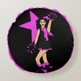 Lägg till en Namn Rosa Cheer #2 Rund Kudde