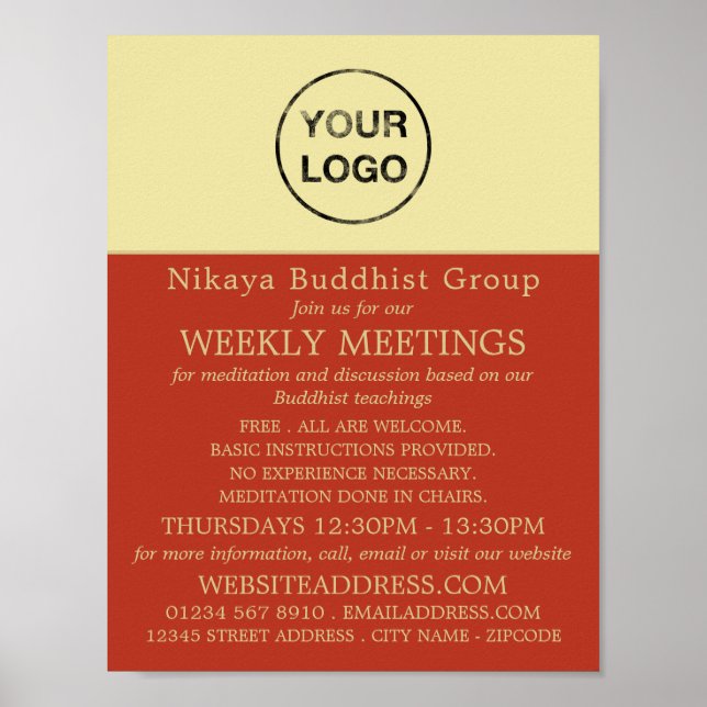 Lägg till er egen Logotyp, buddismen, buddistisk g Poster (Framsidan)