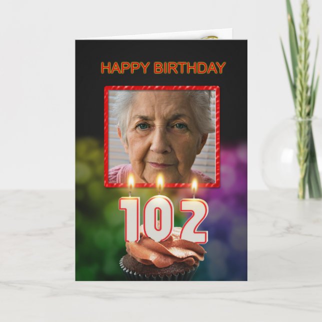 Lägg till ett bild, 102:a födelsedagskort med ljus kort (Framsida)