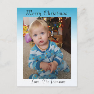 Lägg till ett foto till det här blåa julkortet vykort