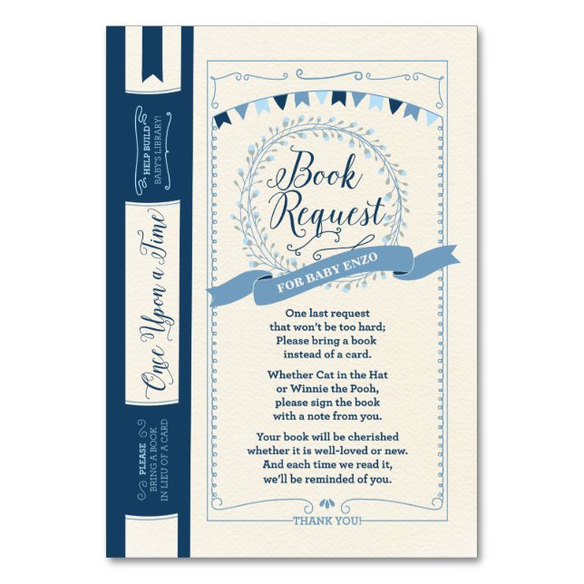 Lägg till ett inmatningskort för Bok Pojke Bordsnummer (Framsidan)