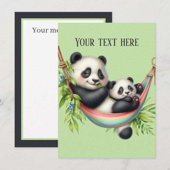 Lägg till ett meddelande i panda Cute Mamma (Fram/baksida)