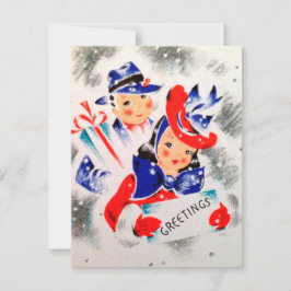 Lägg till ett meddelandekort för Retro-Vintagen Julkort