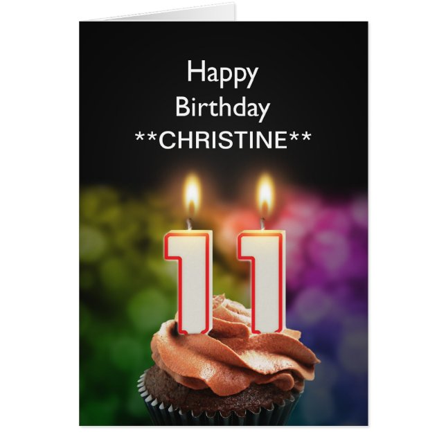 Lägg till ett namn, 11:e födelsedagskort hälsningskort (Framsidan)