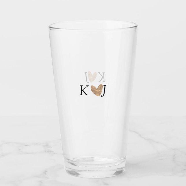 Lägg till ett par namn brev bröllop guld glitter glaskopp (Framsida)