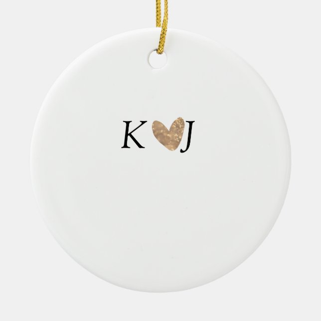 Lägg till ett par namn brev bröllop guld glitter julgransprydnad keramik (Framsidan)