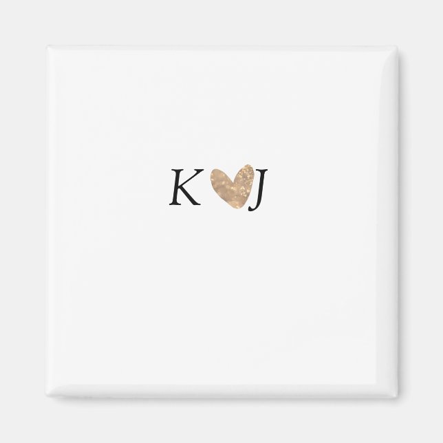 Lägg till ett par namn brev bröllop guld glitter magnet (Framsidan)