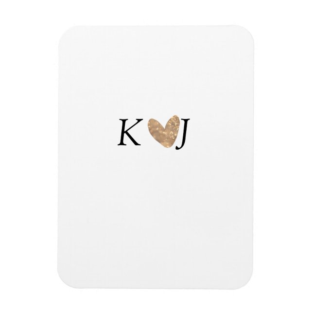Lägg till ett par namn brev bröllop guld glitter magnet (Vertikal)