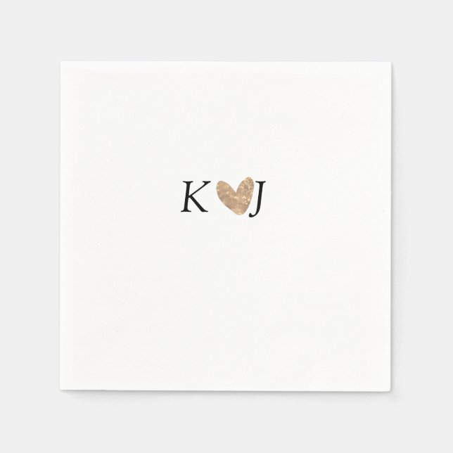 Lägg till ett par namn brev bröllop guld glitter pappersservett (Framsidan)