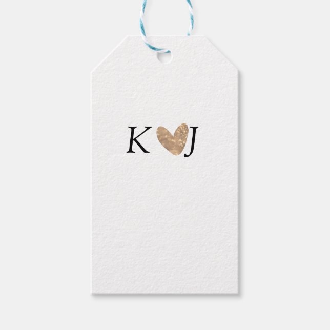 Lägg till ett par namn brev bröllop guld glitter presentetikett (Framsidan)