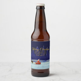 Lägg till familj / organisationsnamn Blå + Tomte Ölflaska Etikett