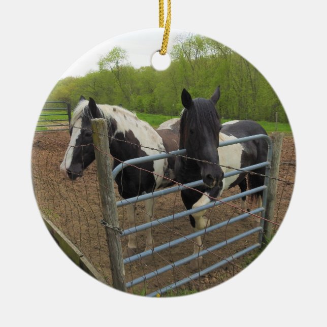 Lägg till favoritfotot i detta julgransprydnad keramik (Framsidan)