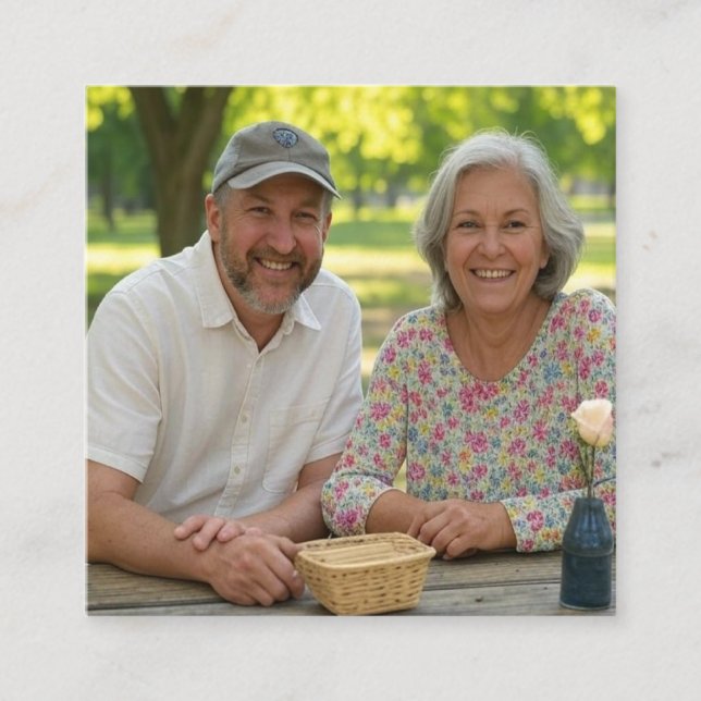 Lägg till föråldrad fotoanpassning fyrkantigt visitkort (Framsida)