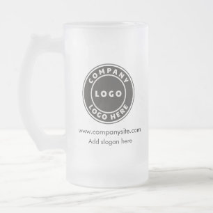 Lägg till företagslogotyp Webbplats och slogan Ans Frostat Ölglas