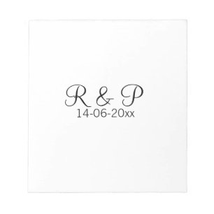 Lägg till förnamn monogram lägg till datum år bröl anteckningsblock