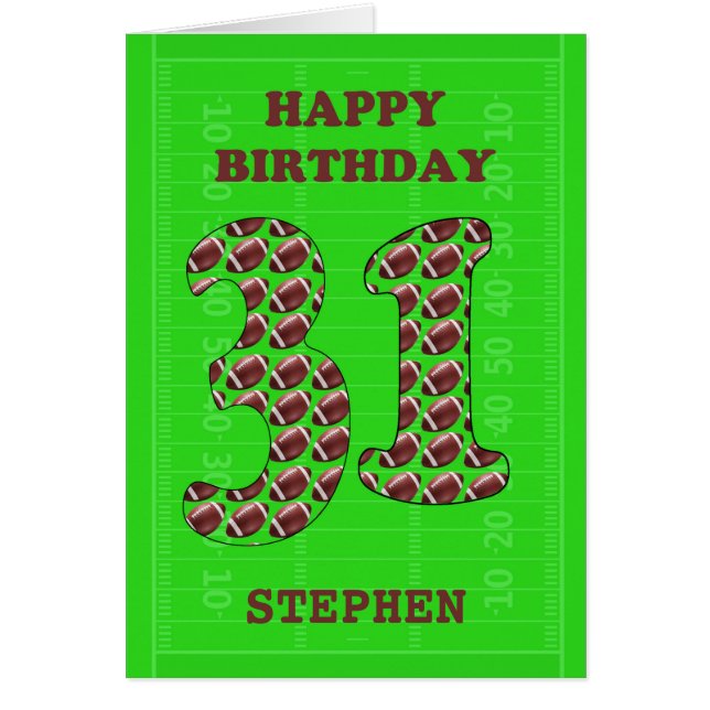 Lägg till fotbollar i 31an Namn Hälsningskort (Framsidan)