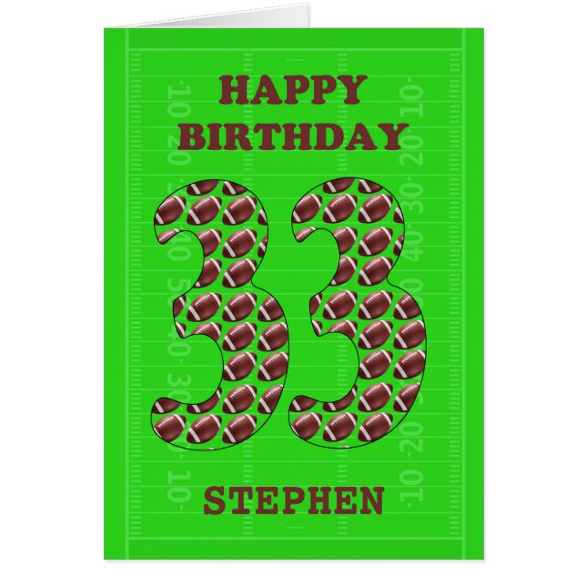 Lägg till fotbollar i Namn 33:e födelsedagen Hälsningskort (Framsidan)