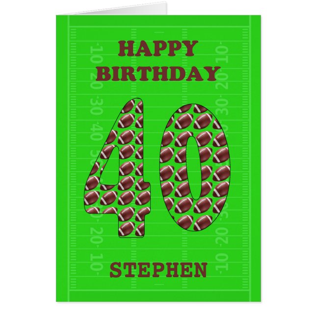 Lägg till fotbollar i Namn 40:e födelsedagen Hälsningskort (Framsidan)