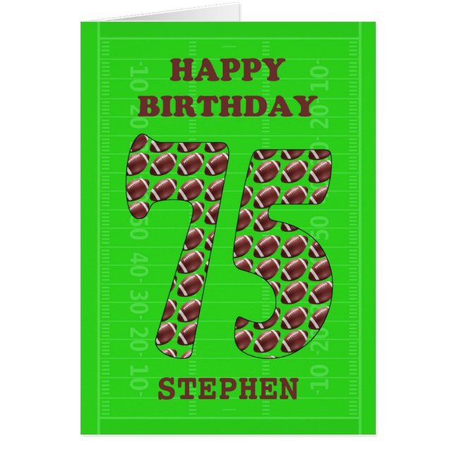 Lägg till fotbollar i Namn 75:e Hälsningskort (Framsidan)