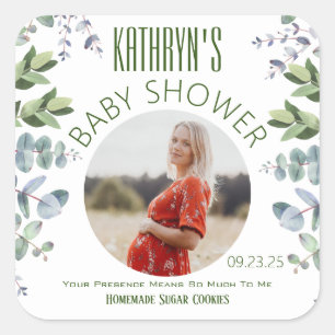 Lägg till foto baby shower presenter etikett