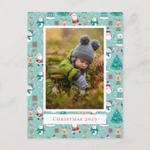 Lägg till foto Cute jul Mönster Vykort