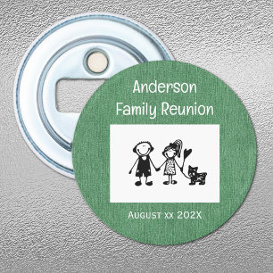 Lägg till Foto Familjeåterträff, Grön Denim Magnet Flasköppnare