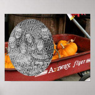 Lägg till foto för att pumpkins Red Wagon Poster