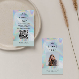 Lägg till foto för Logotyp QR-kod för Holografisk Visitkort