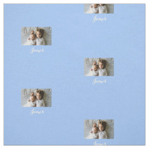 Lägg till foto för personlig Blue Cotton Fabric Tyg