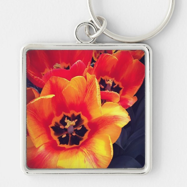 Lägg till foto fyrkantig silverfärgad nyckelring (Framsidan)