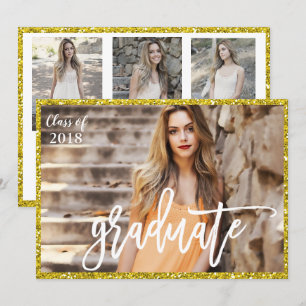 LÄGG TILL FOTO - Glitter-examensinbjudan Inbjudningar