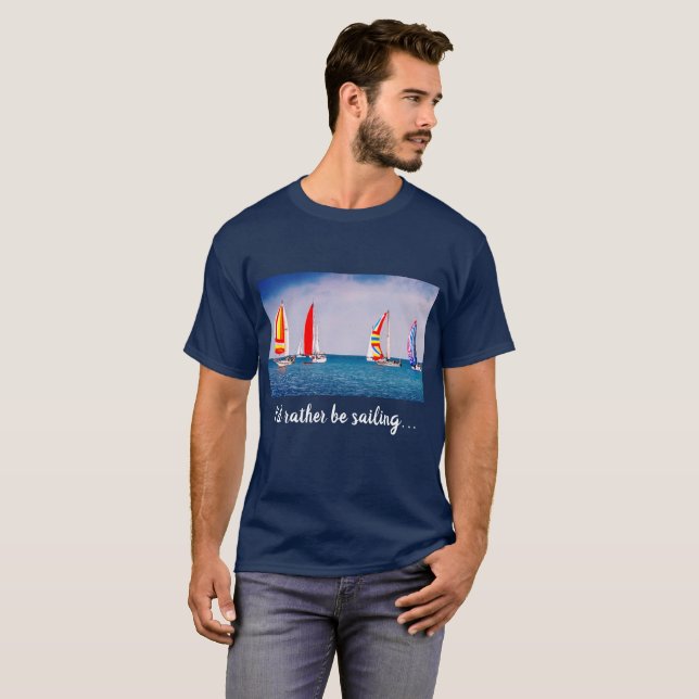 Lägg till foto i den Mörk blått segelbåten Regatta T Shirt (Hel framsida)