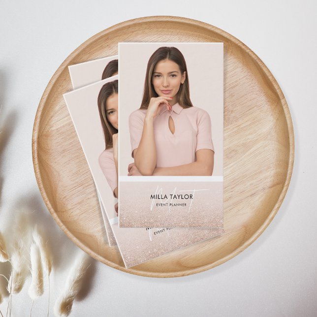 Lägg till foto i det moderna  Rosa-monogrammet Gli Visitkort (Skapare uppladdad)