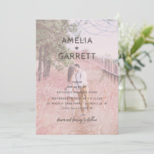 Lägg till foto i Modern Rustic Romantic Rosa Overl Inbjudningar
