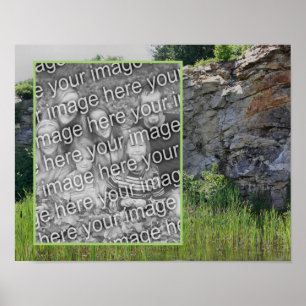 Lägg till foto i sten Cliff Cattails Pond Natature Poster