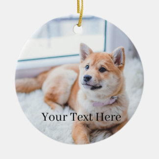 Lägg till foto och text 2-sidig anpassad julgransprydnad keramik