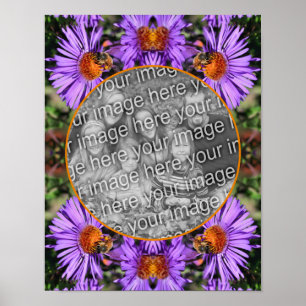 Lägg till foto på honungsbin på Aster Flower Ram Poster