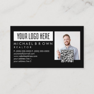 Lägg till foto Qr-kod logotyp Fastigheter Visitkort