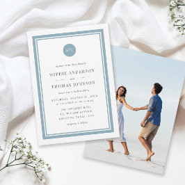 Lägg till Foto Redigerbar Färg Rund Monogram Bröll Inbjudningar