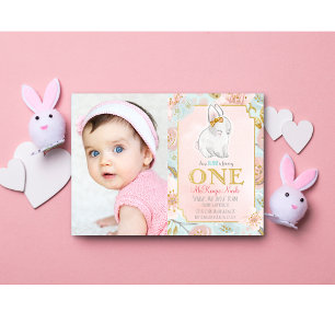 LÄGG TILL FOTO - Some Bunny 1-års födelsedagsinbju Inbjudningar