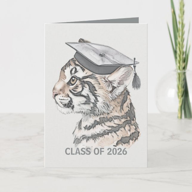 Lägg till Foto Tiger Examen QR-kod Inbjudan  (Framsida)