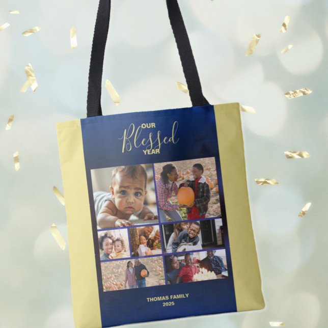 Lägg till fotofotofototobag för blästerår tygkasse (Add Photos Blessed Year Photo Tote Bag)