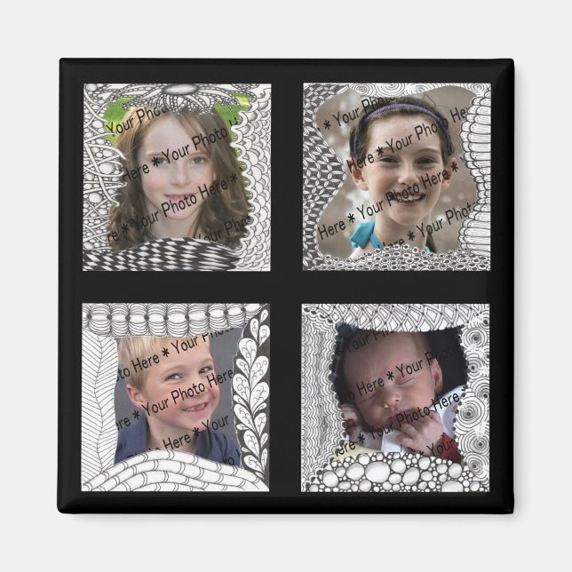 Lägg till foton 4 Fotokollage Magnet (Framsidan)