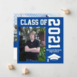 Lägg till foton i blå Studentkort för pojkar Meddelande