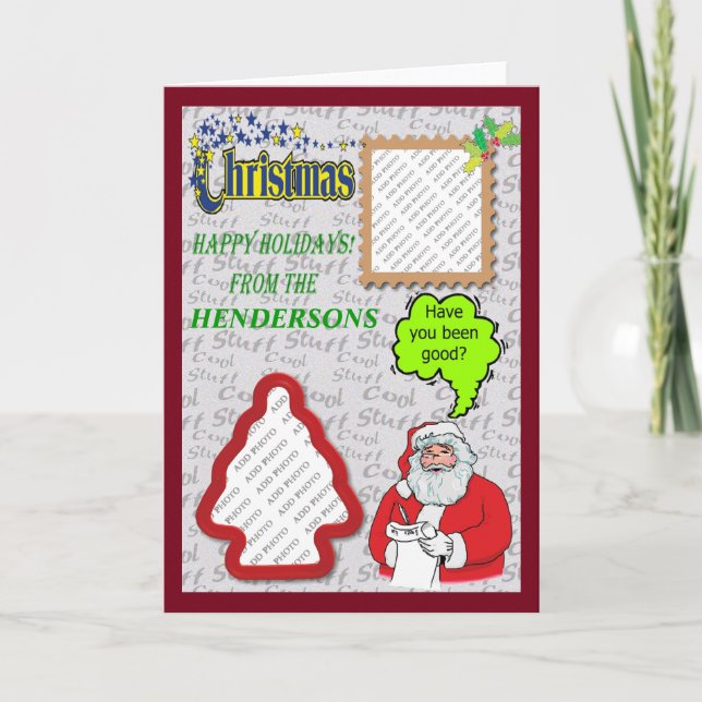 Lägg till foton i jultomten och Träd Helgkort (Framsida)